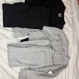 Black and Gray Sweatshirt and Sweatpants Set